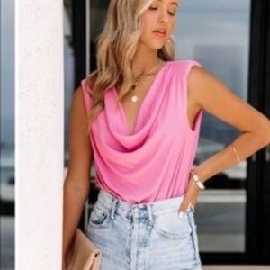 Dearie Cowl Neck Padded Pink